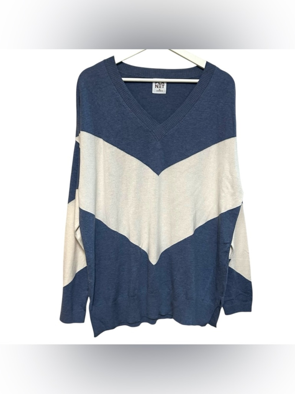 Planet by Lauren G chevron knit sweater Pima cotton blendâ Lagenlook art wear